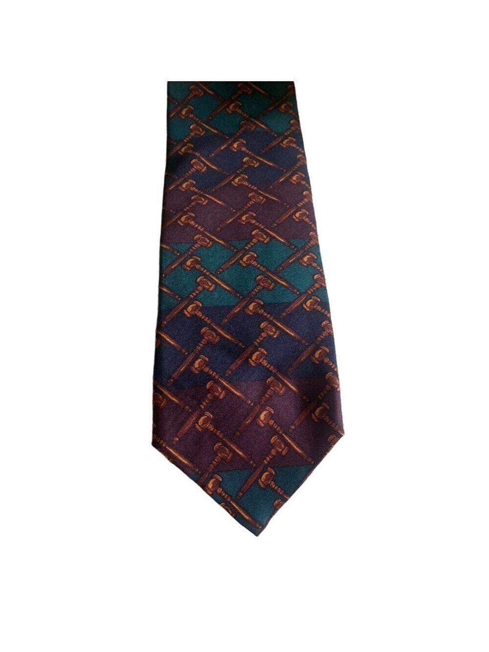 ALYNN Neckwear Gavel Tie Burgundy Teal Lawyer Judge Silk Novelty